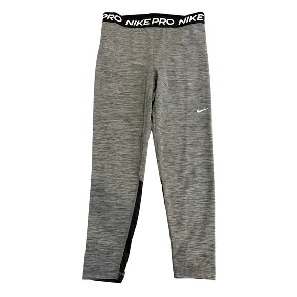 NIKE PRO Compression Leggings Women size L Heather Gray Workout Athleisure - Picture 1 of 7
